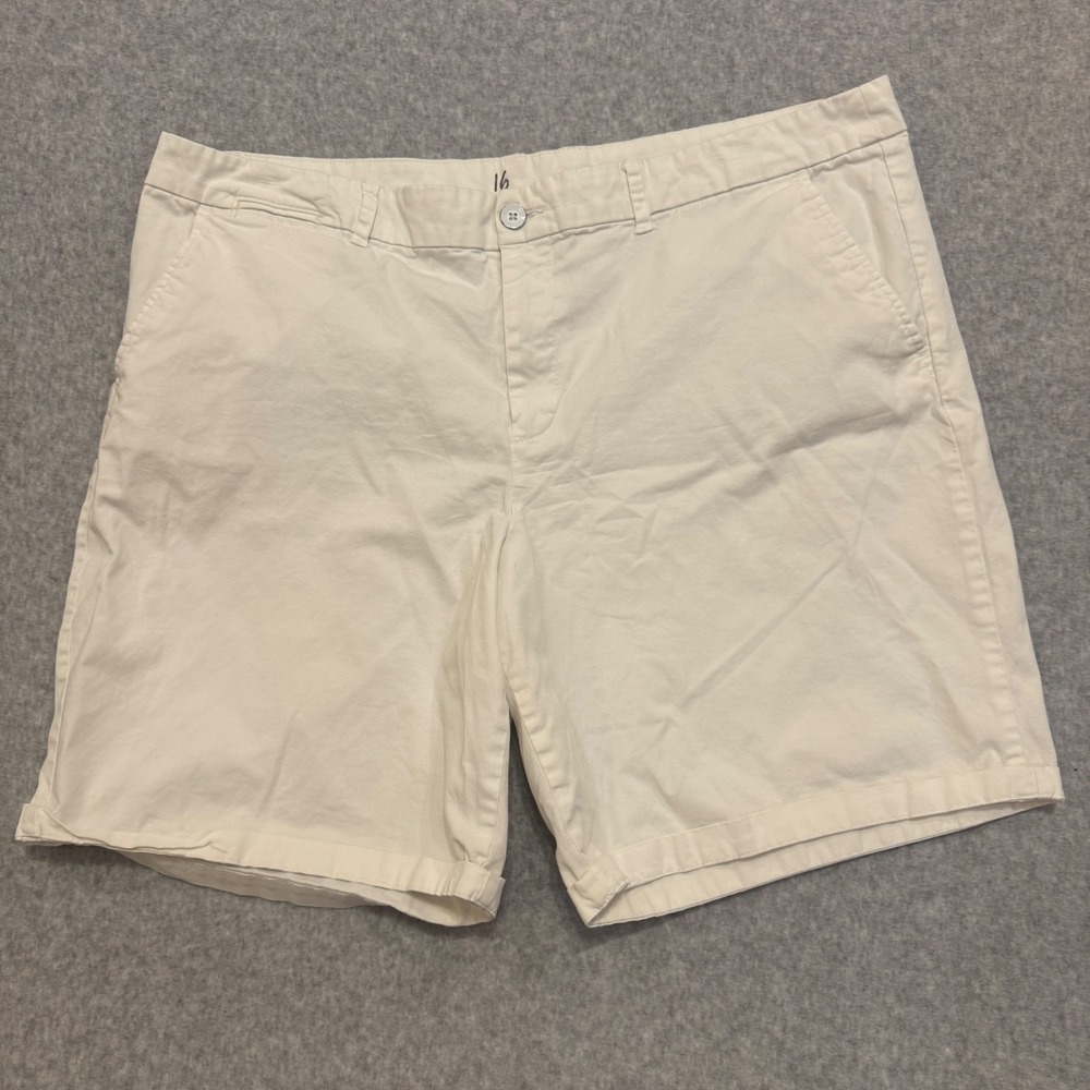 Khakis by Gap Womens Size 16 White Cream Chino Shorts Cotton Stretch Casual